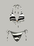 Gestreifter Dreiecks-Bikini-Set