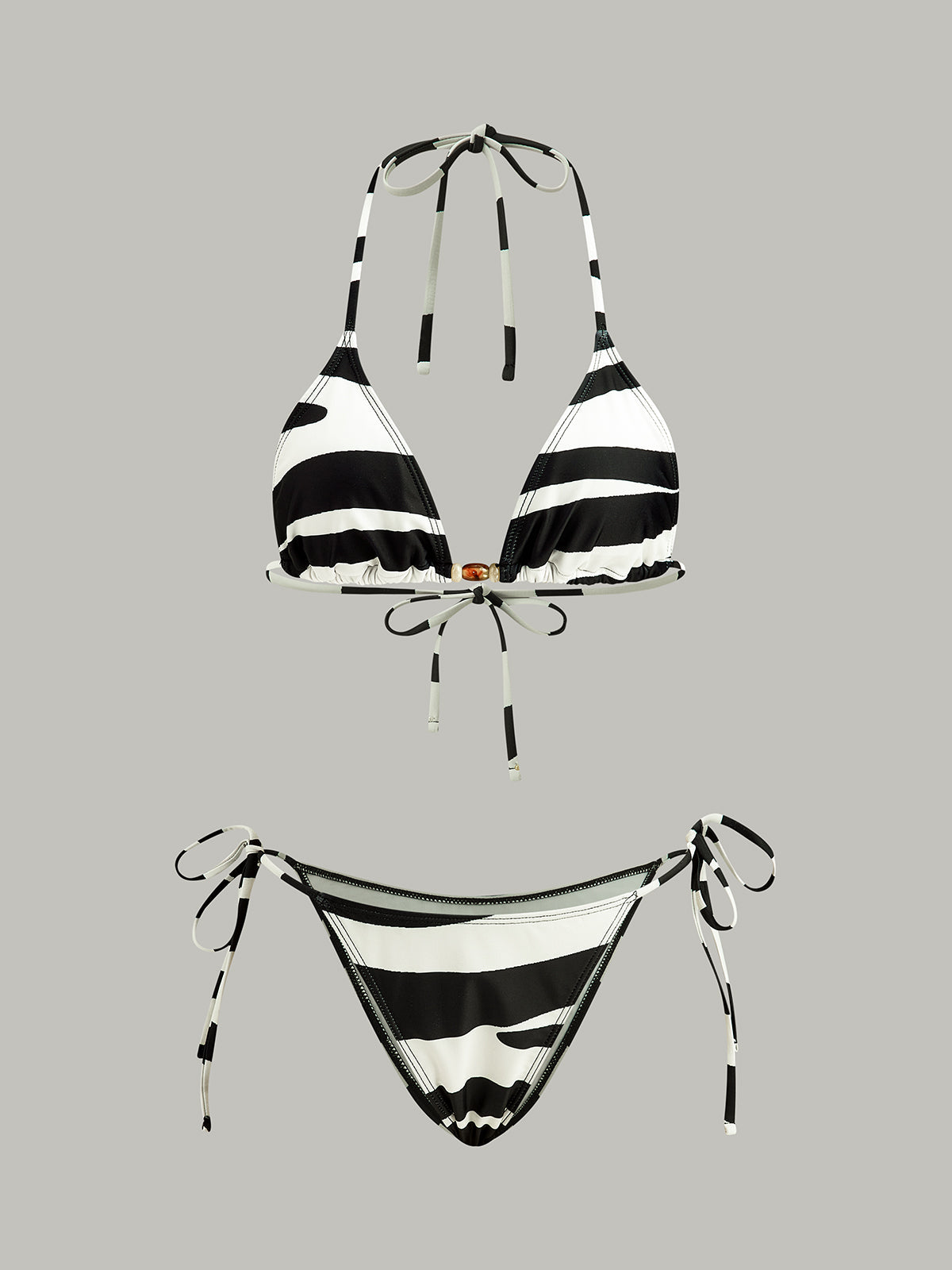 Gestreifter Dreiecks-Bikini-Set