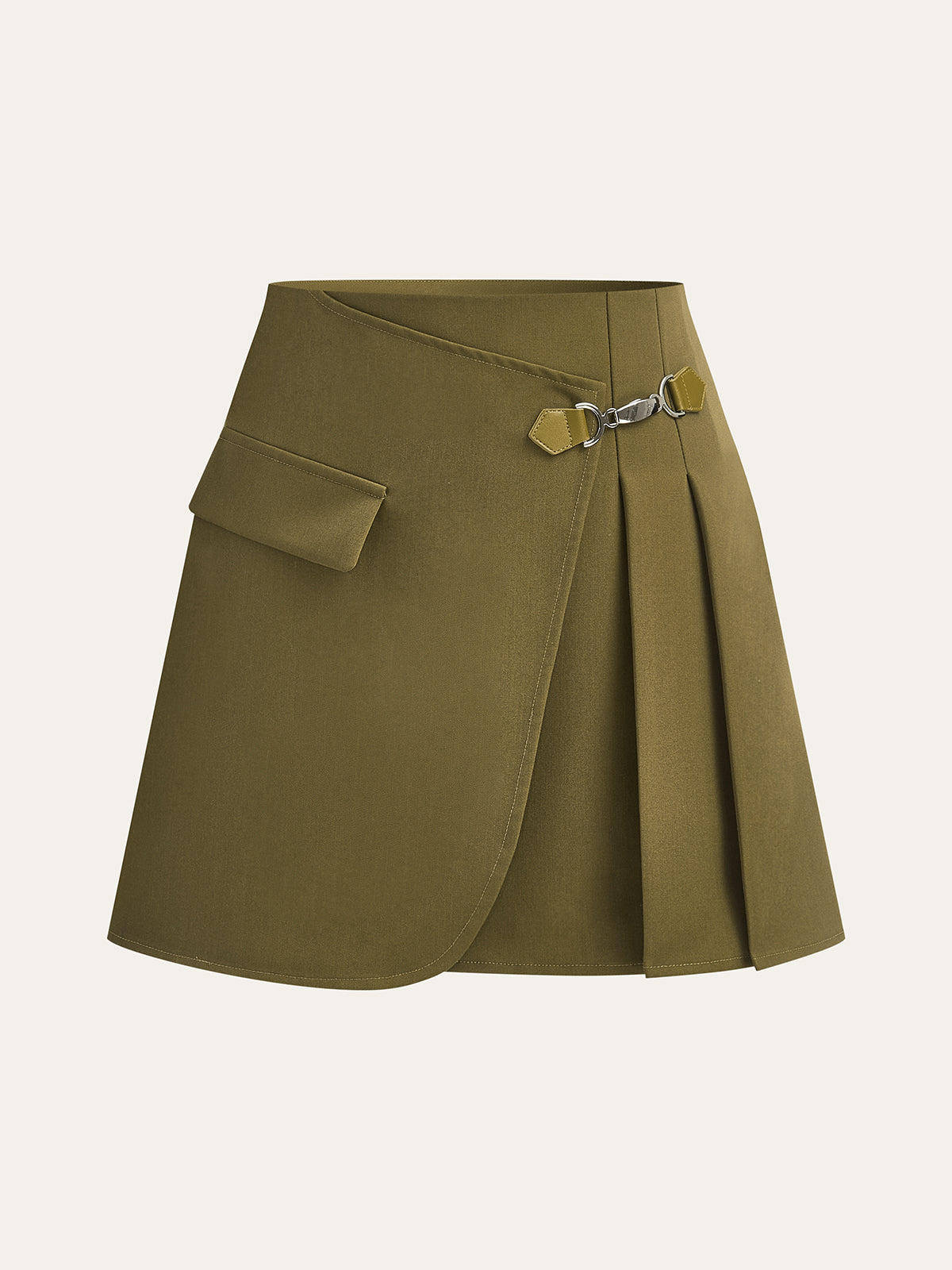 Jupe plissée portefeuille à poches