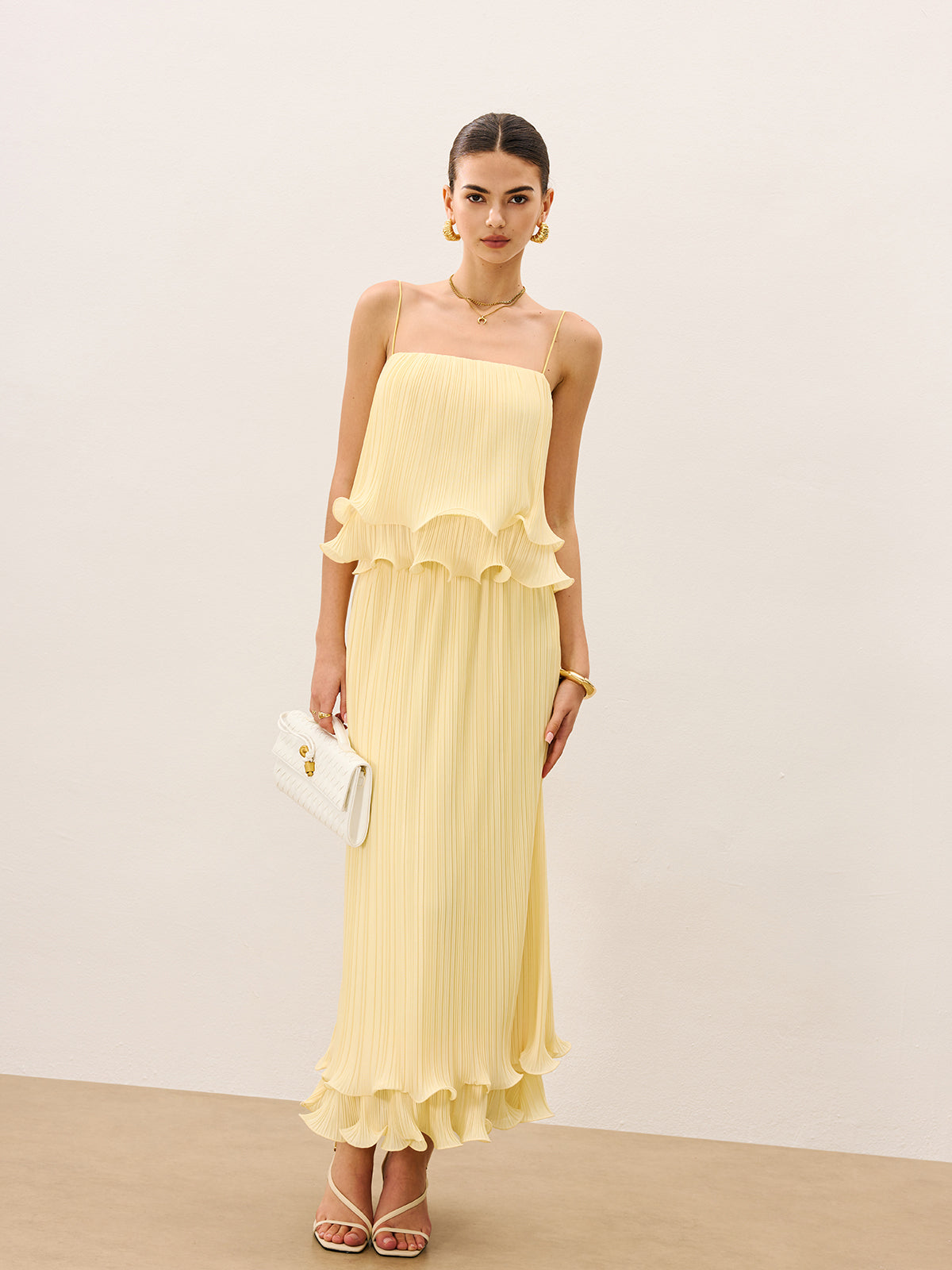 Ensemble jupe plissée à volants superposés 