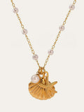 Collier Coquillage Doré et Étoile de Mer Avec Perles