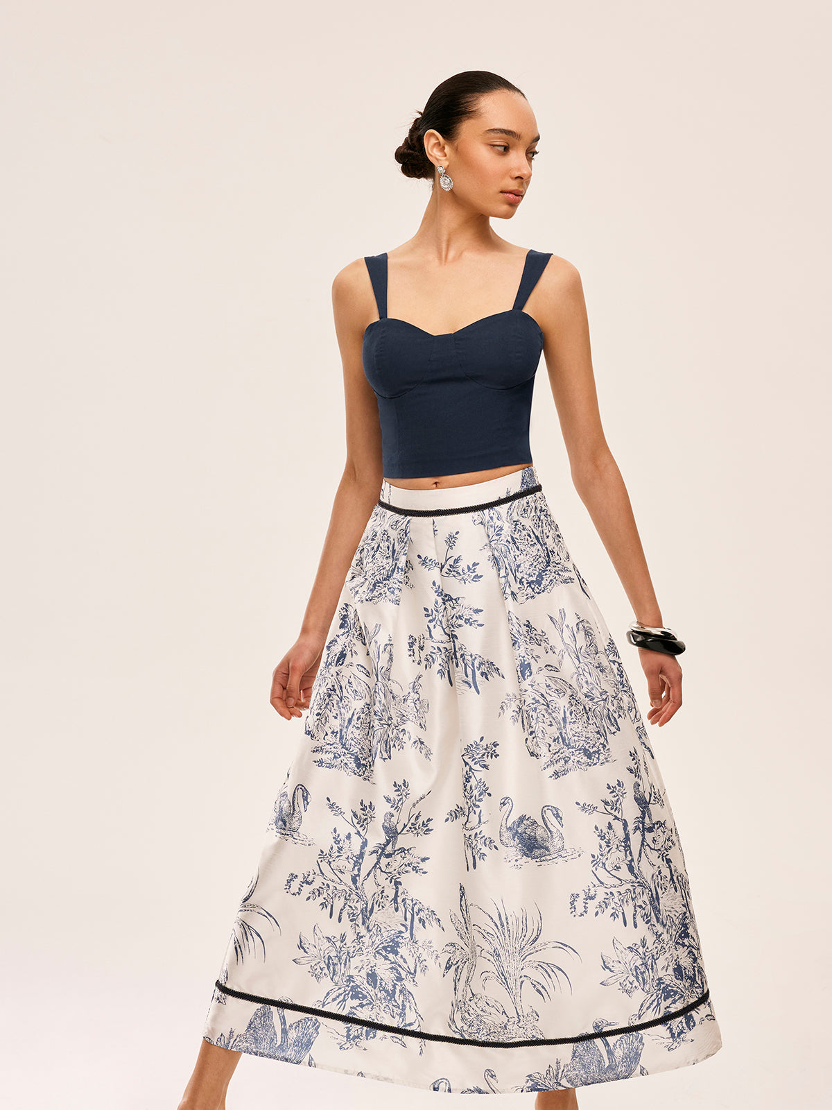 Cotton & Linen Floral Print Skirt Set
