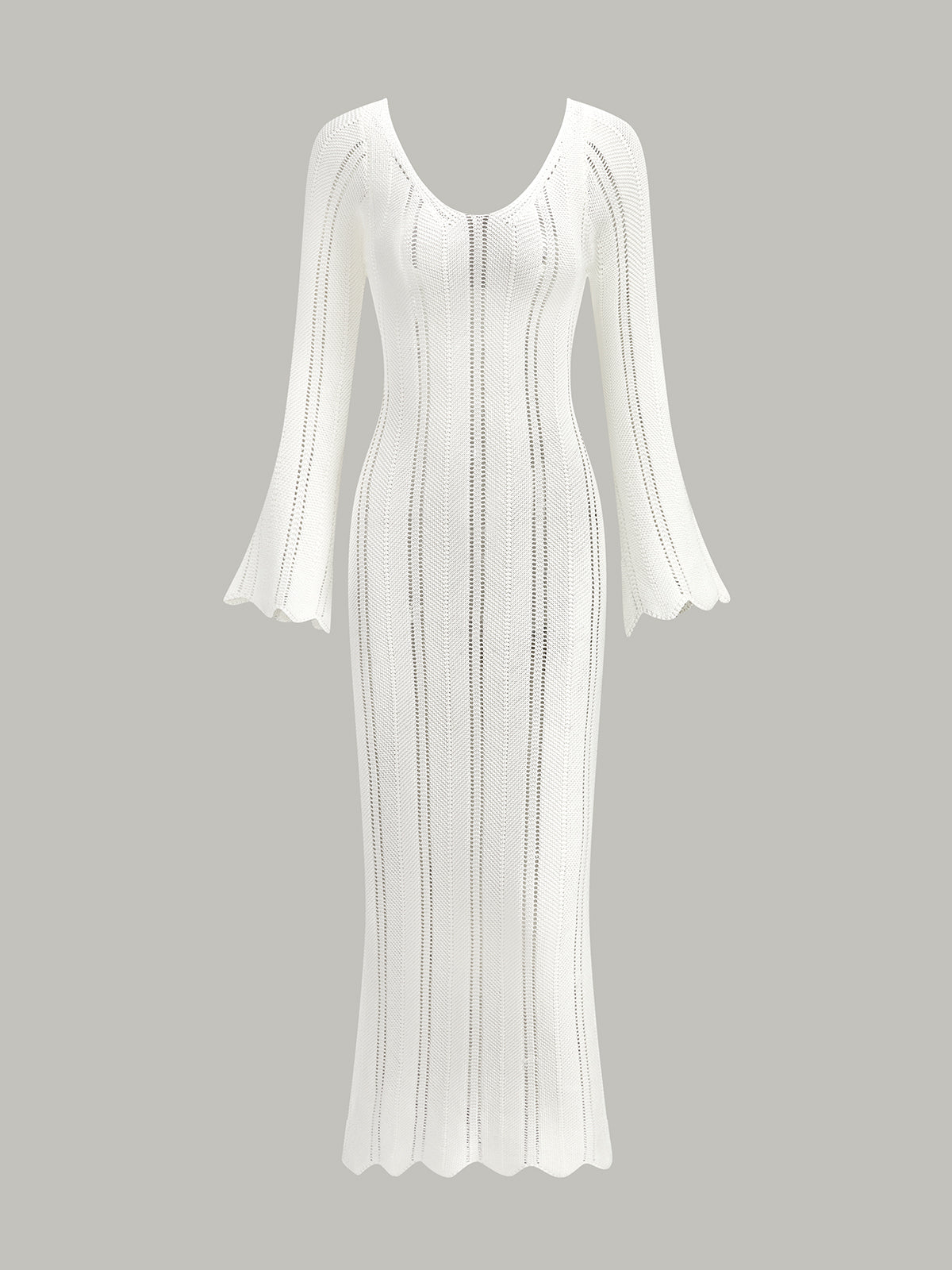Hollow Ruffle Slim Maxi Sweater Dress