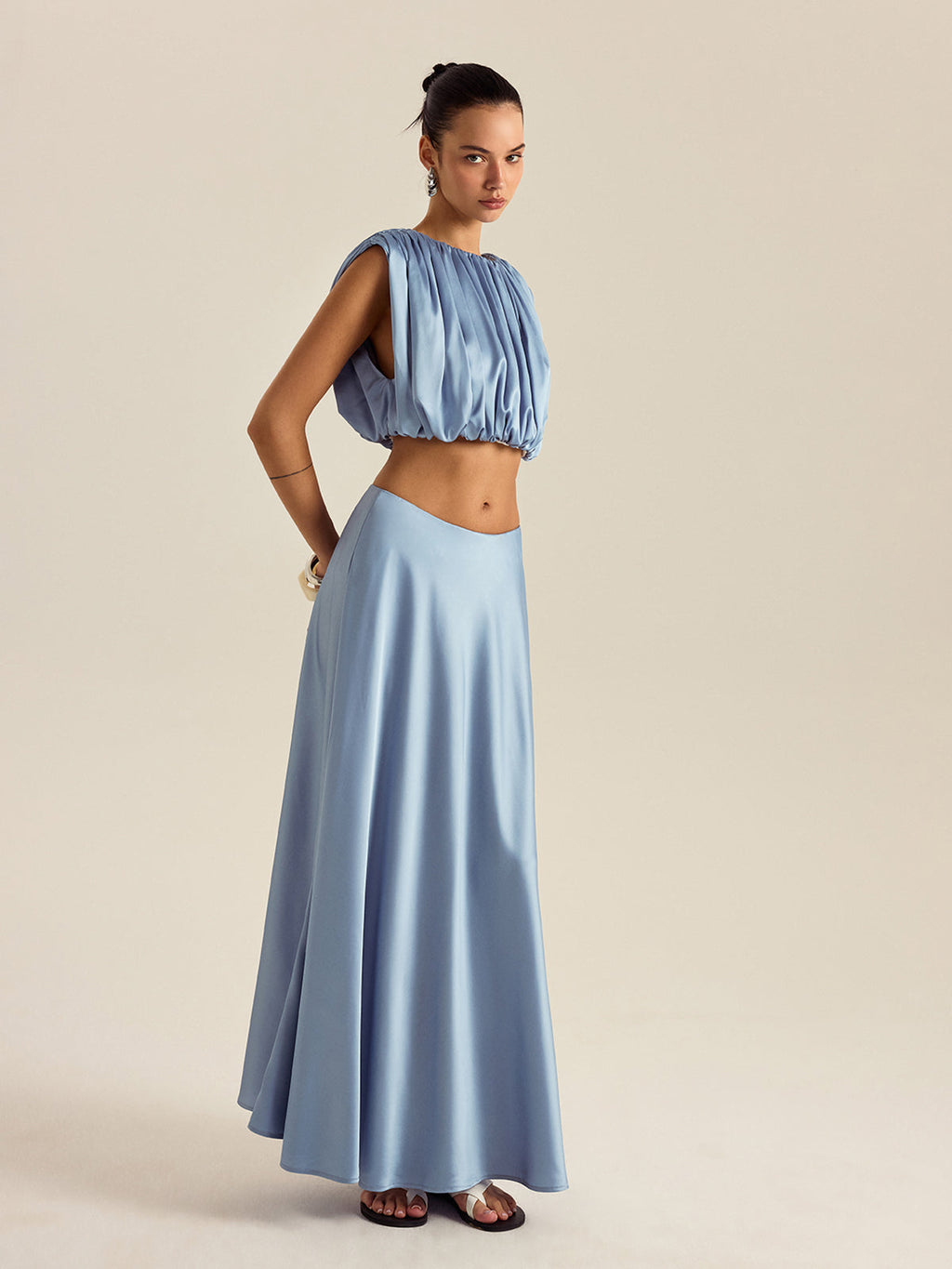 Ensemble jupe et crop top froncé