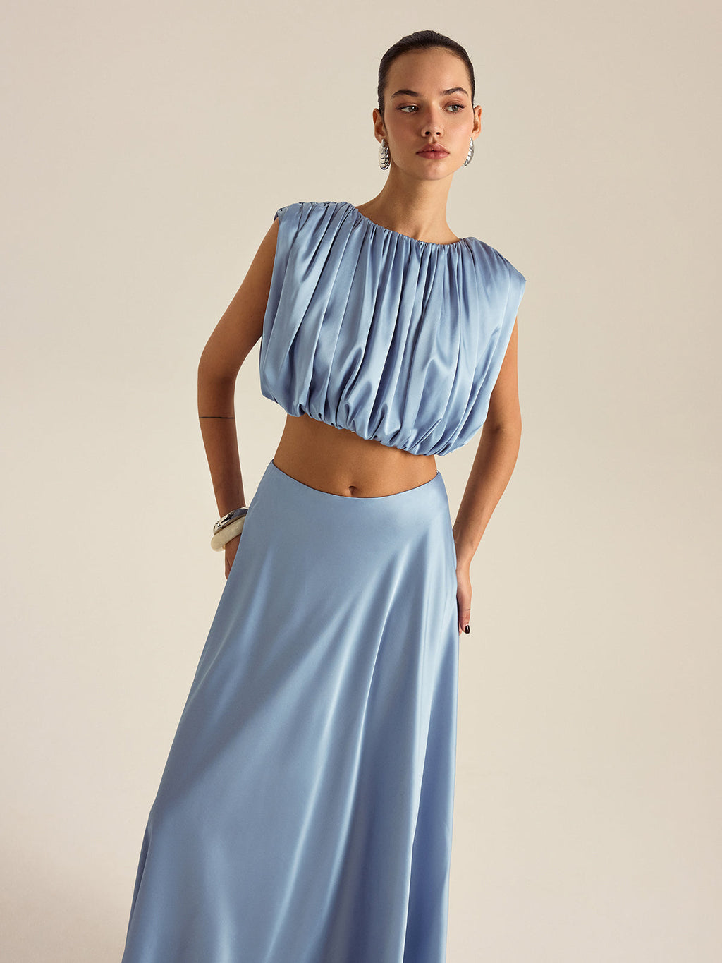 Ensemble jupe et crop top froncé