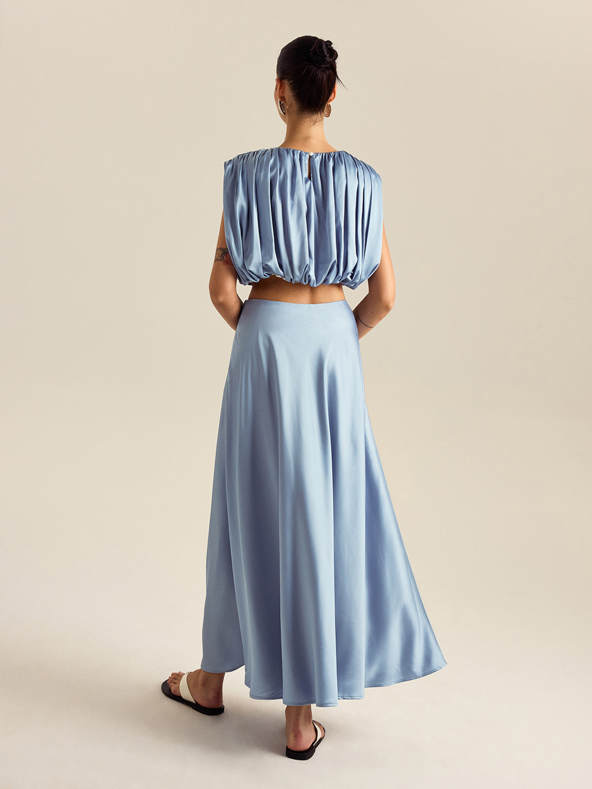 Ensemble jupe et haut court froncé