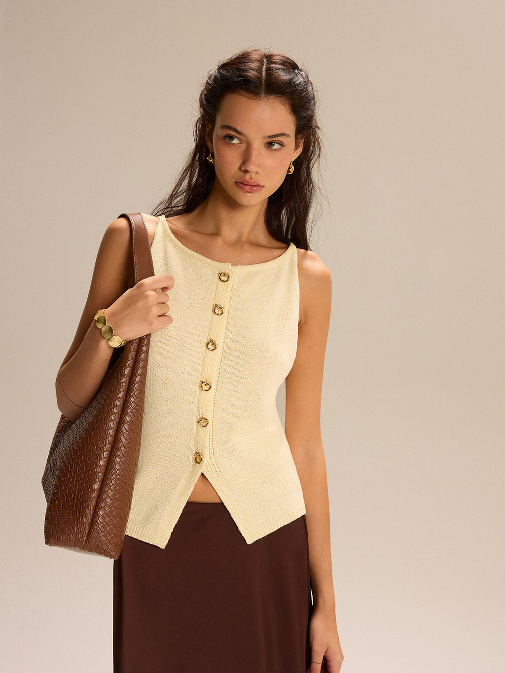 Débardeur en tricot boutonné devant