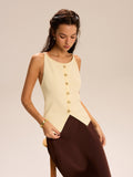 Débardeur en tricot boutonné devant