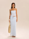 Strukturiertes Neckholder-Crop-Top und Rock-Set