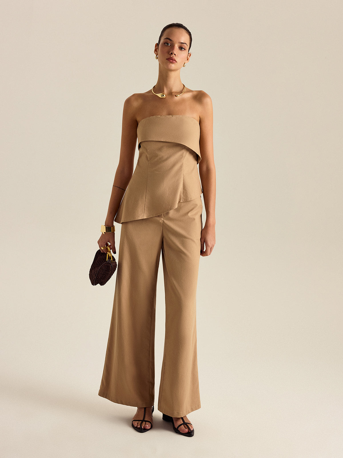 Asymmetrical Strapless Pants Set