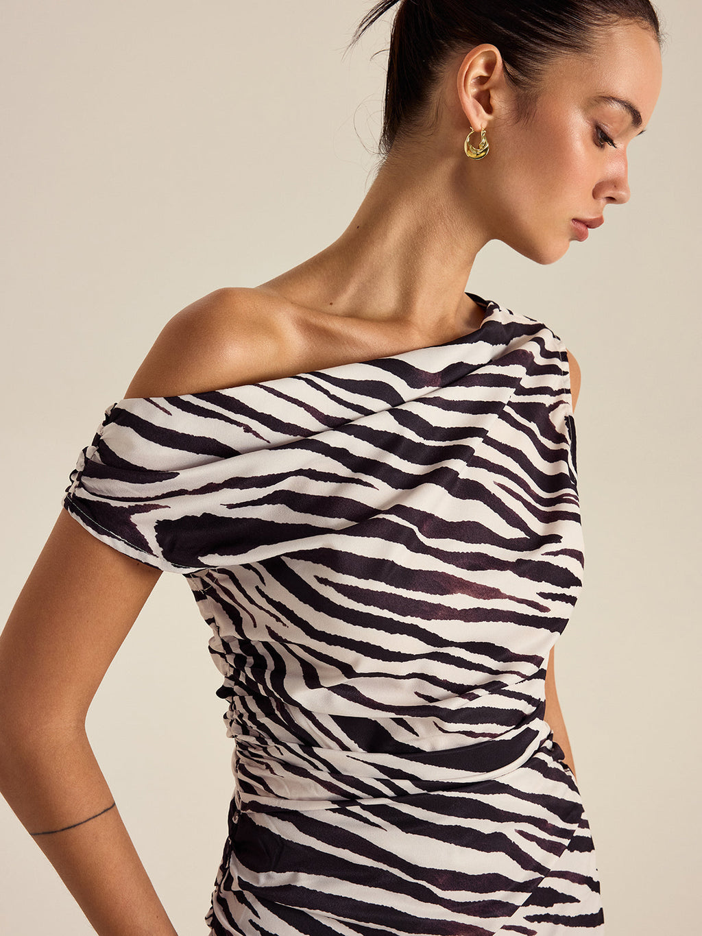 Zebra Print Off-Shoulder Top
