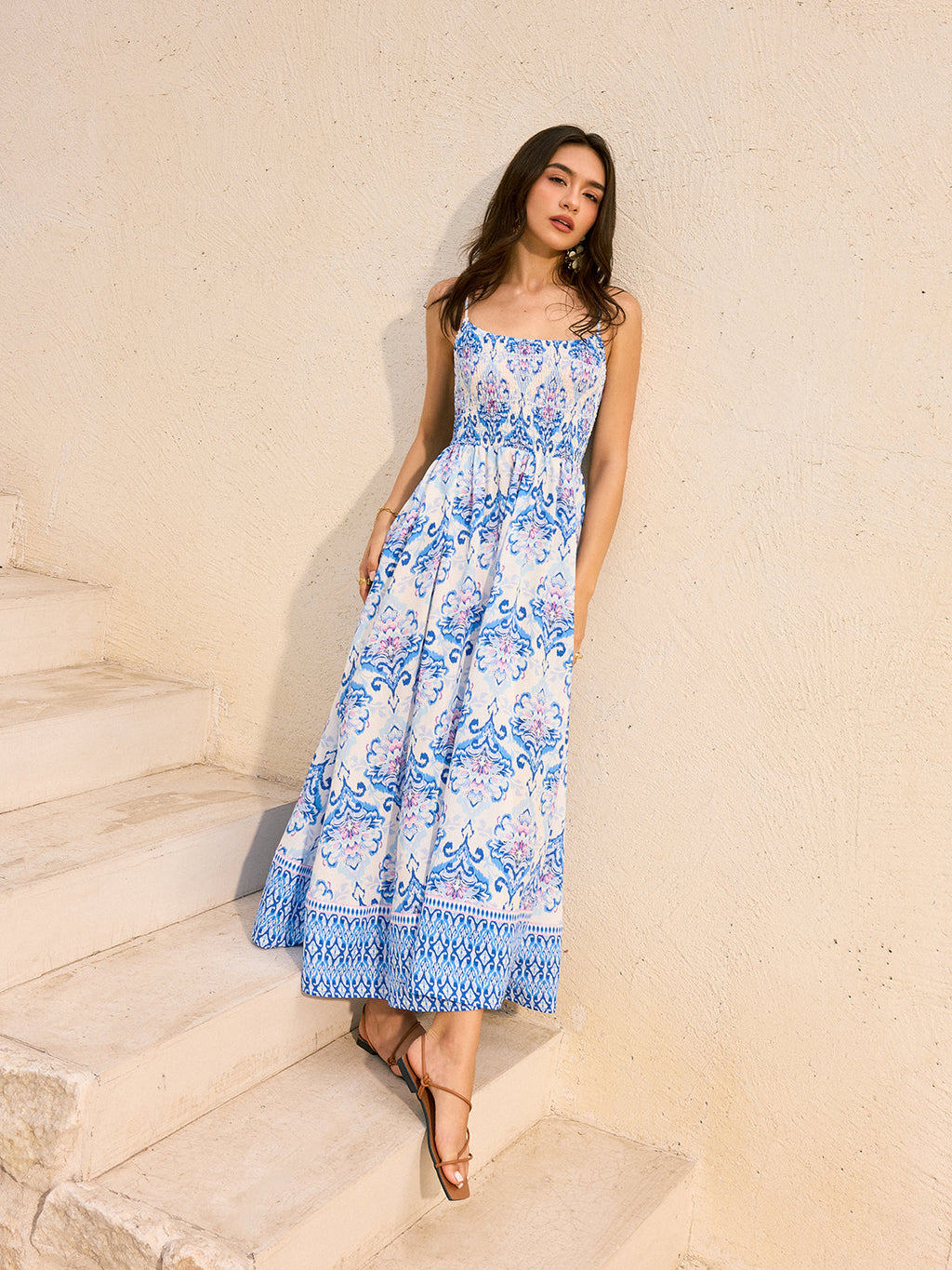 Maxikleid mit böhmischem Blumendruck