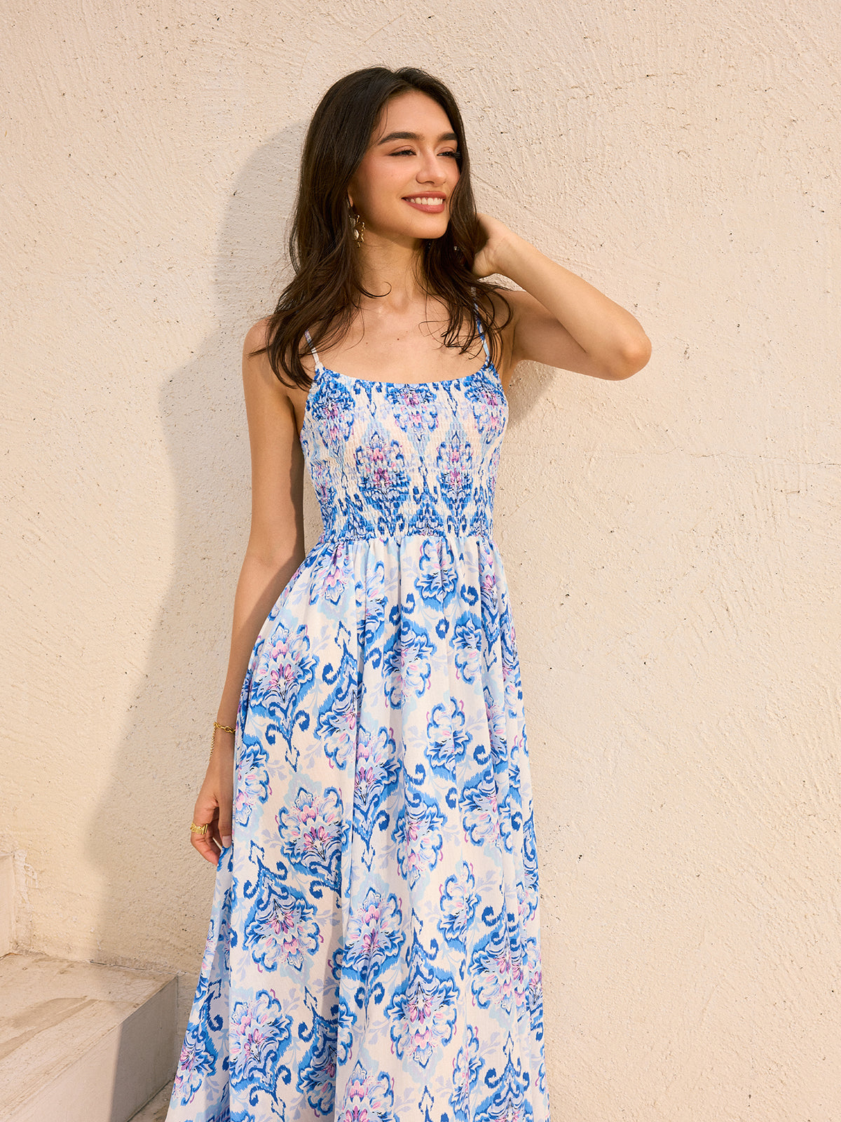 Maxikleid mit böhmischem Blumendruck