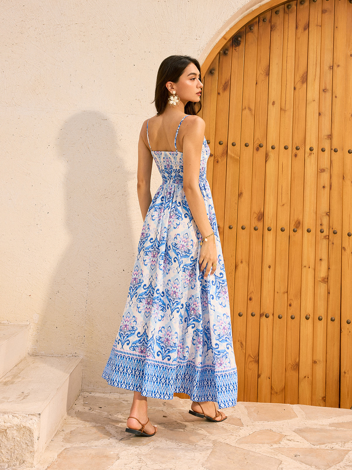 Bohemian Floral Print Maxi Dress
