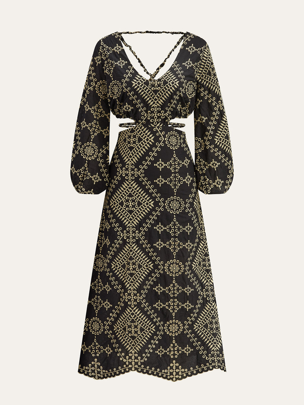 Besticktes Maxikleid mit Cut-Outs