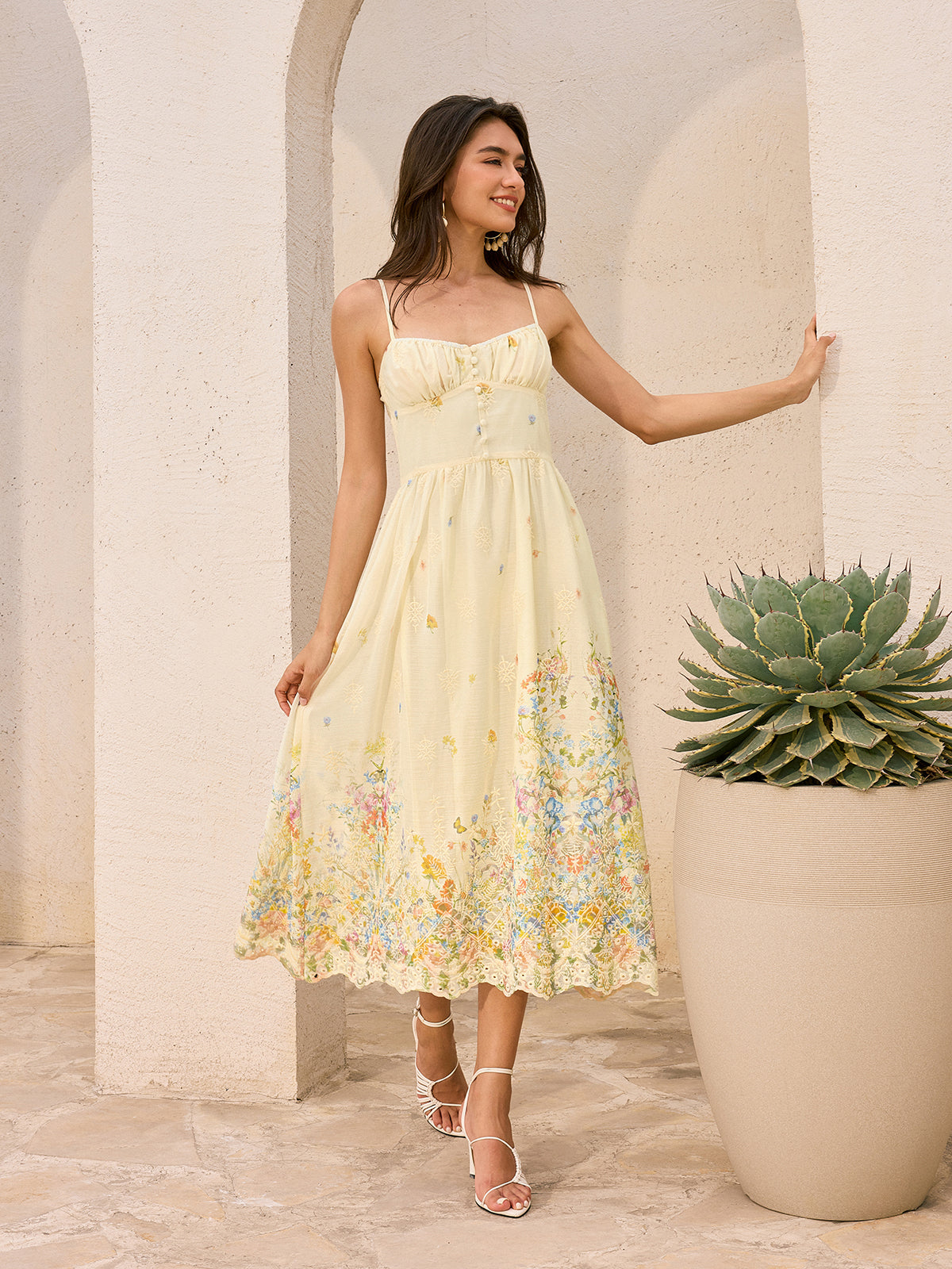Floral Embroidered Midi Dress