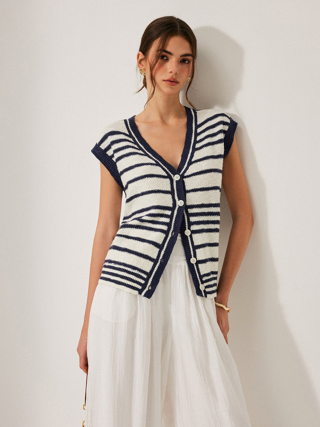 Gestreifte Strickjacke