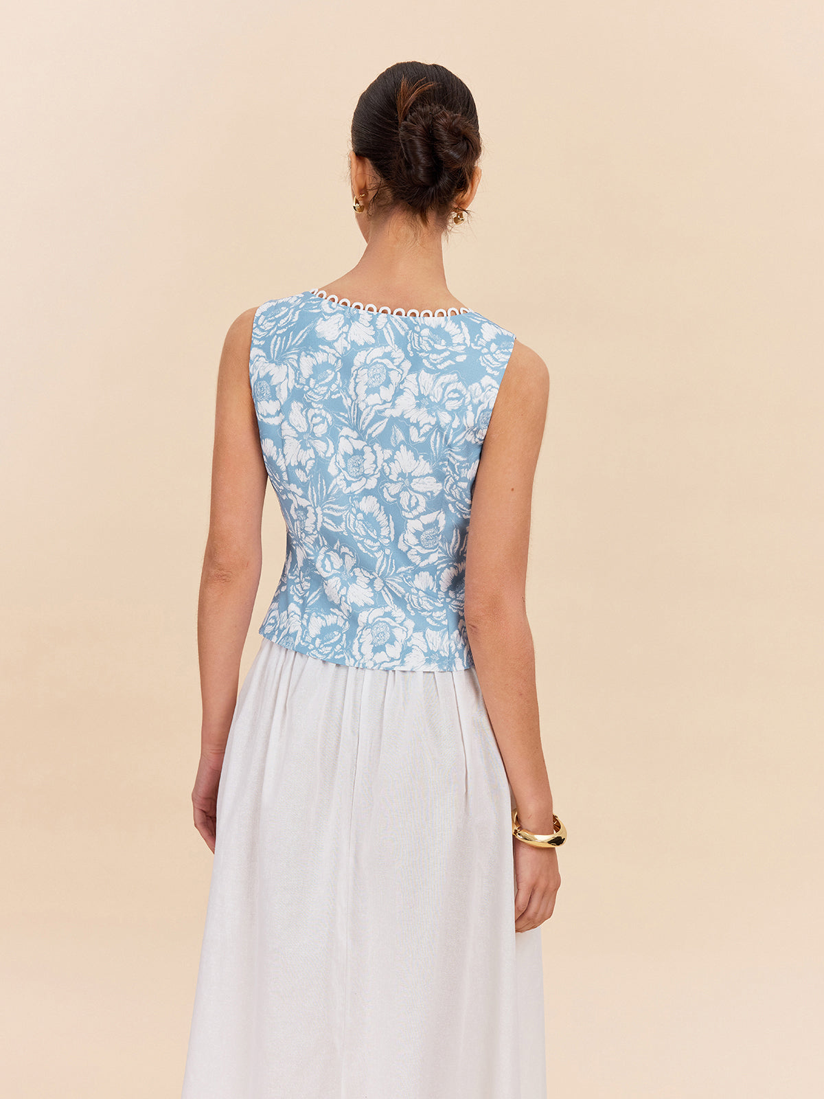 Haut boutonné à imprimé floral 