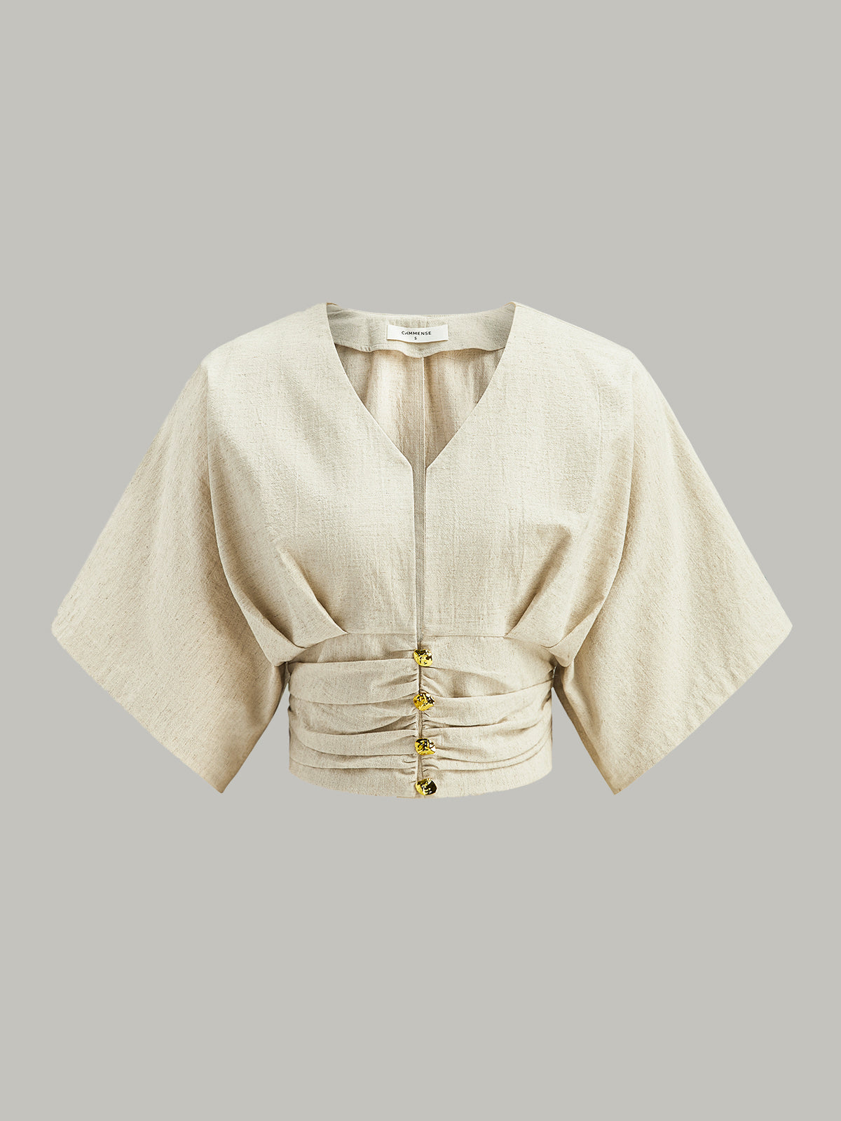 Haut à manches kimono en coton et lin 