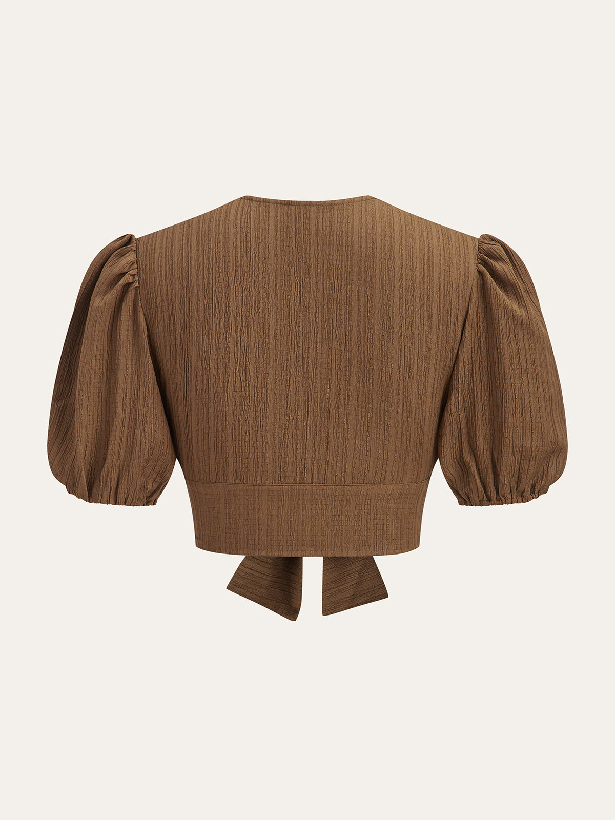 Ensemble crop top à manches bouffantes et jupe midi à taille smockée 