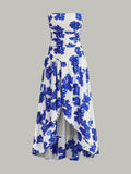 Robe longue bustier à imprimé fleuri
