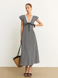 Gingham-Midikleid mit Spitzendetails