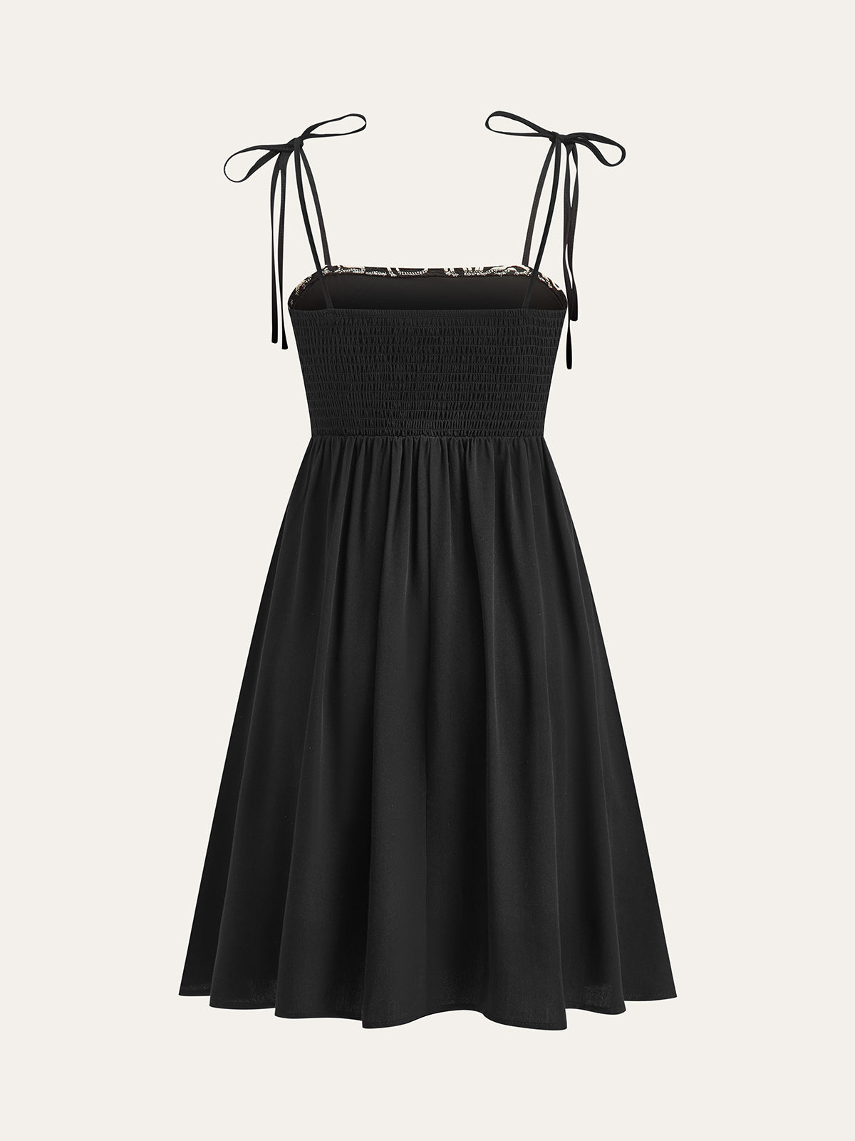 Embroidered Midi Dress with Tie-Up Straps