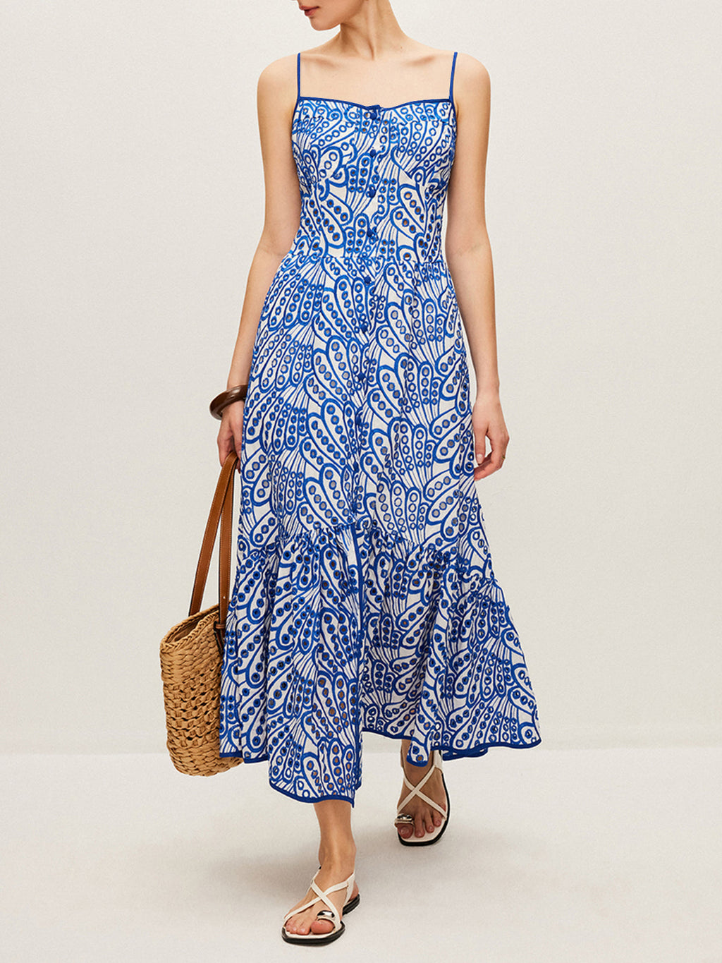Baumwoll-Cami-Kleid mit Stickerei