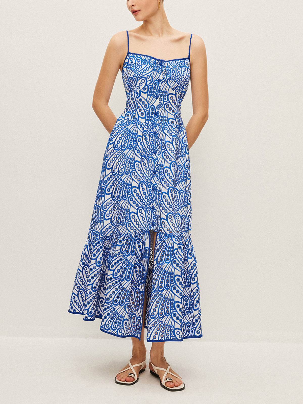 Baumwoll-Cami-Kleid mit Stickerei