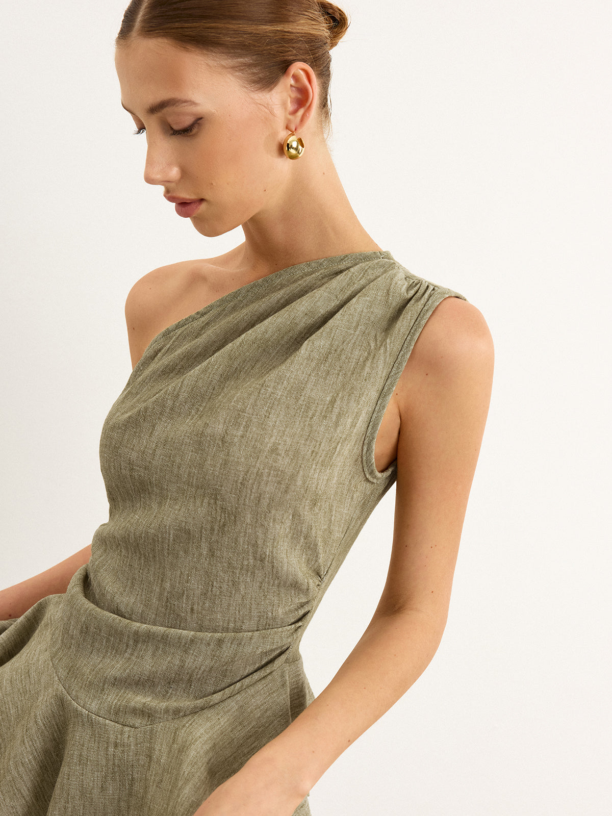 Asymmetrisches One-Shoulder-Top mit Rüschensaum 
