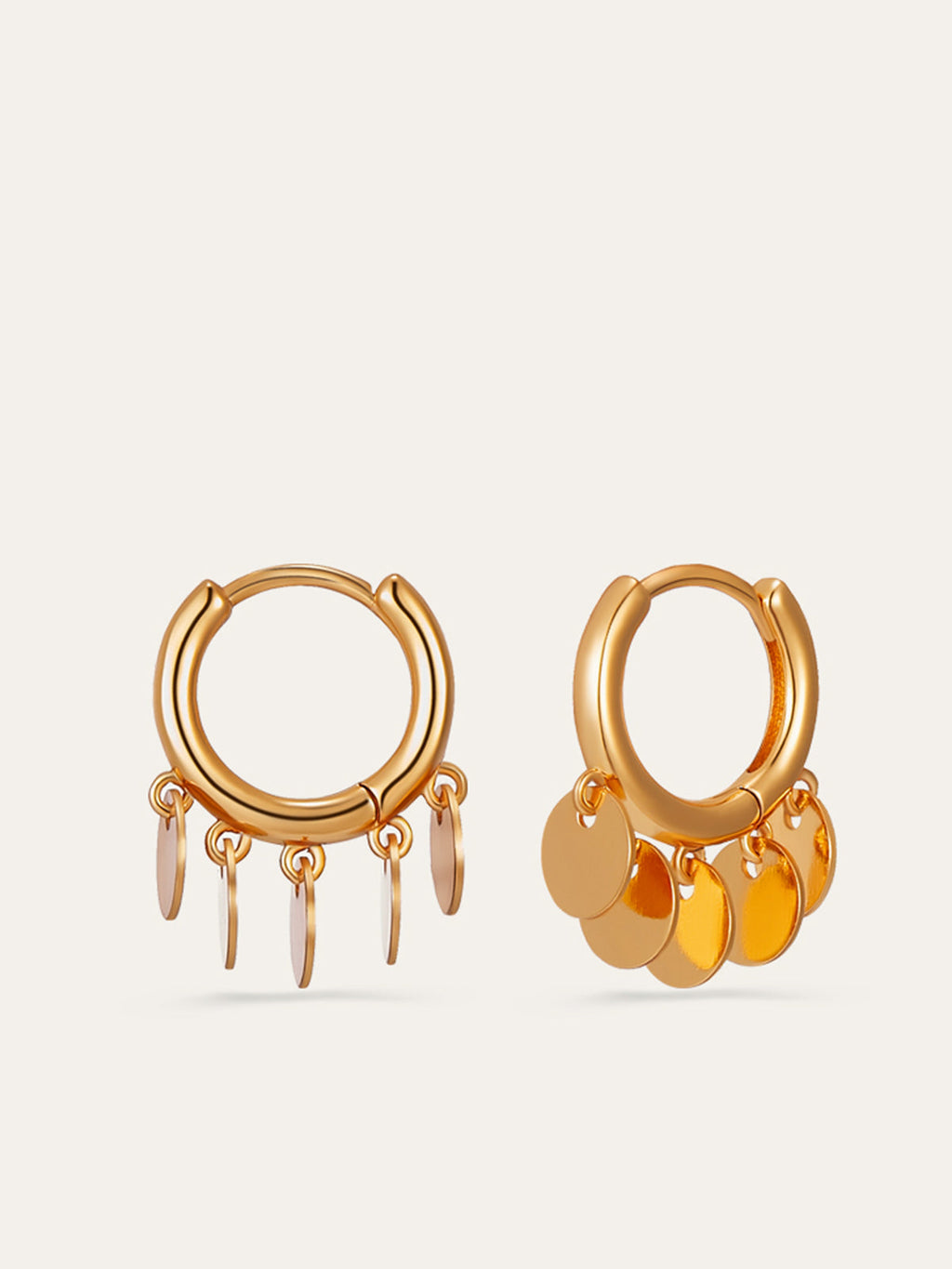 Boucles d'oreilles créoles avec breloques disques suspendues