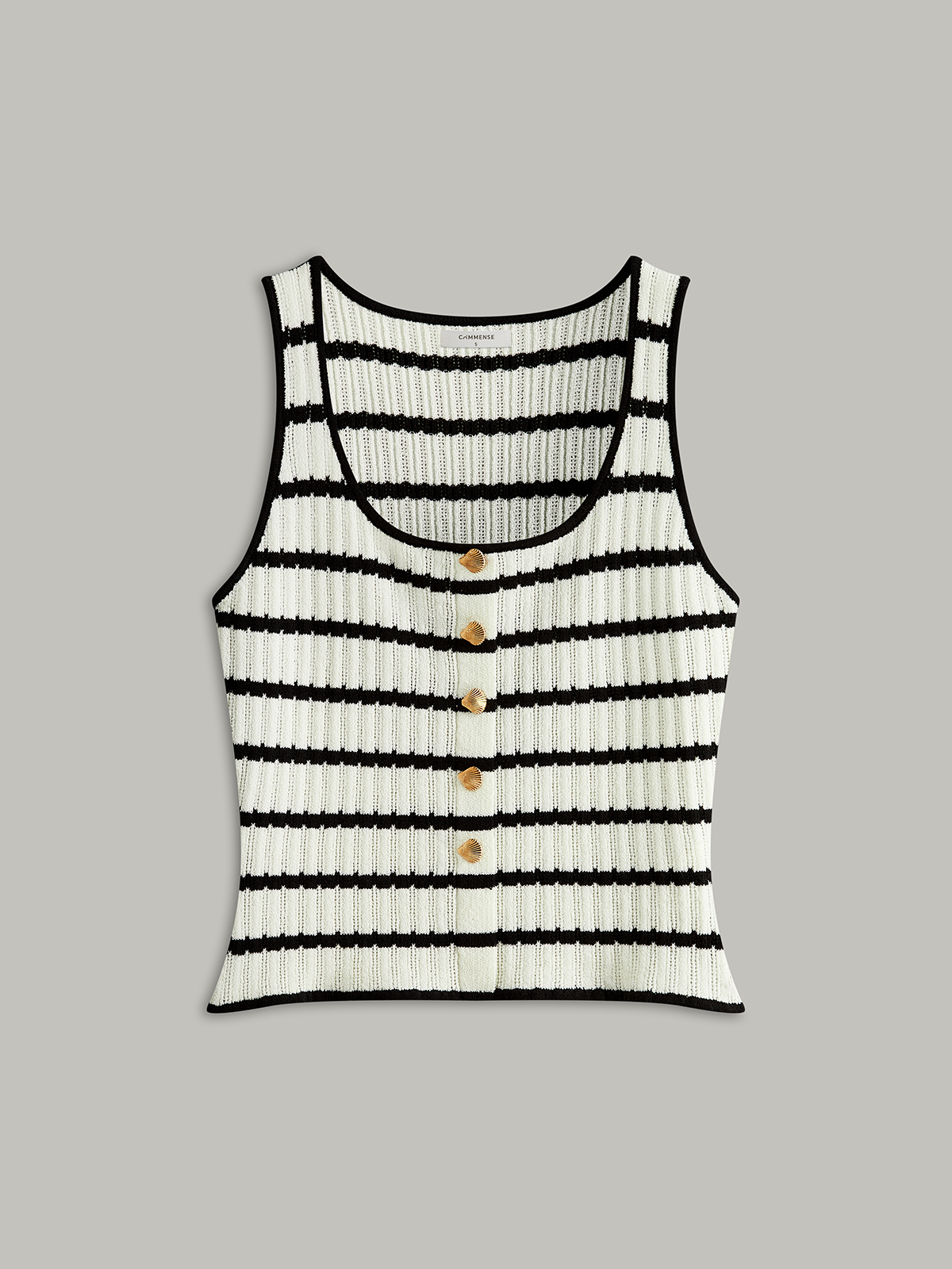 Striped Metal Button Tank Top