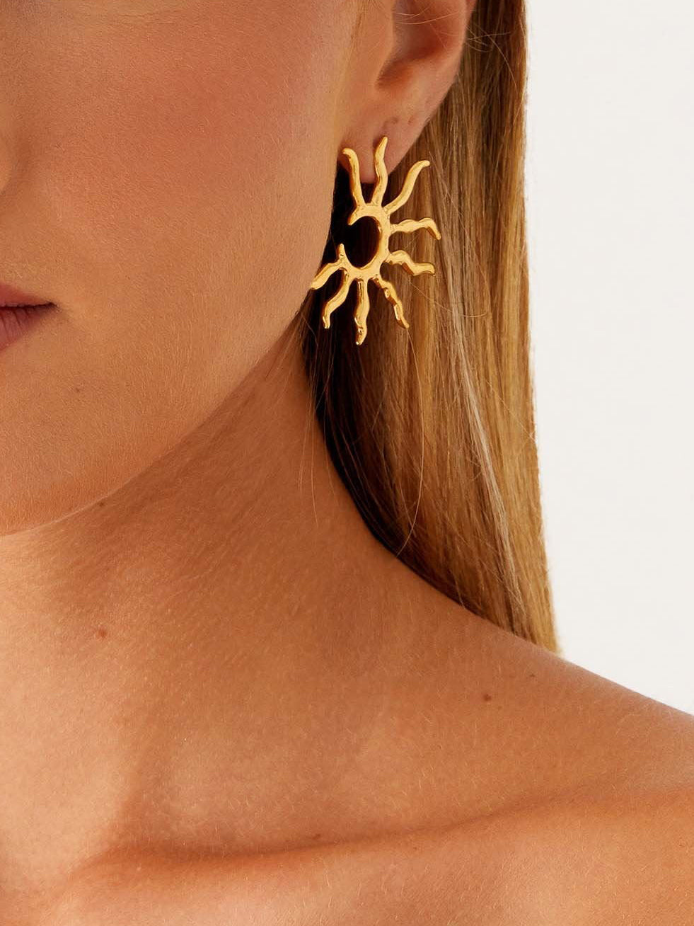 Sunburst Golden Stud Earrings