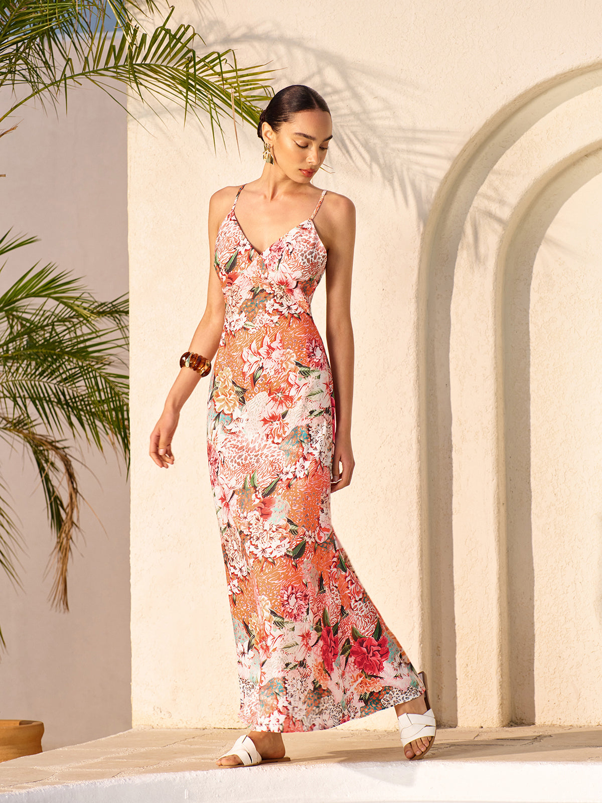 Robe dos nu à imprimé floral 
