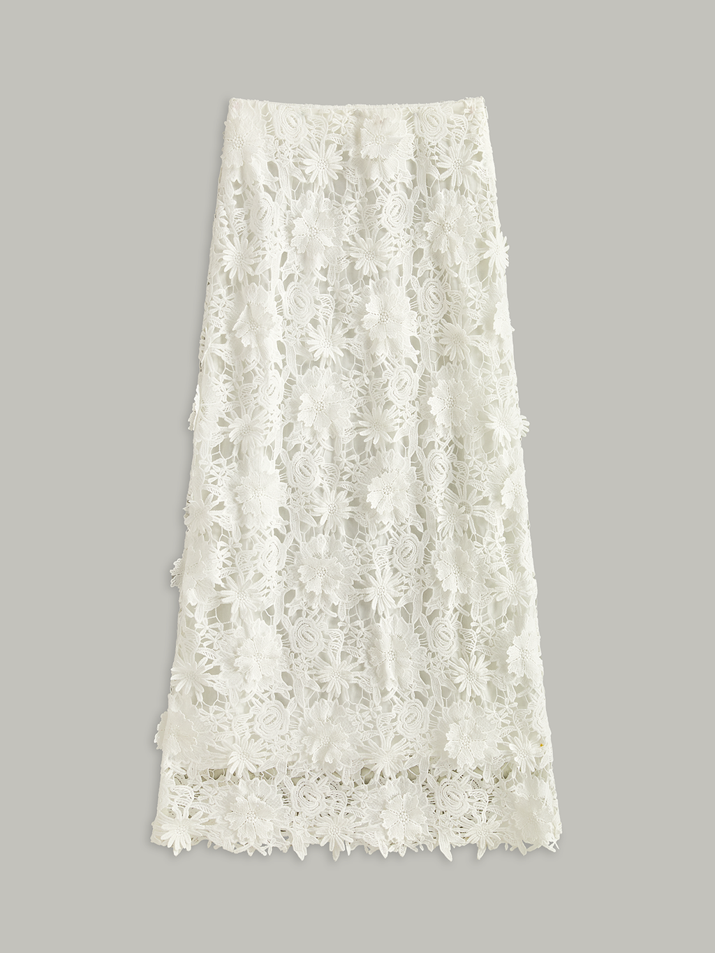 Floral Embroidered Semi-Sheer Lace Skirt