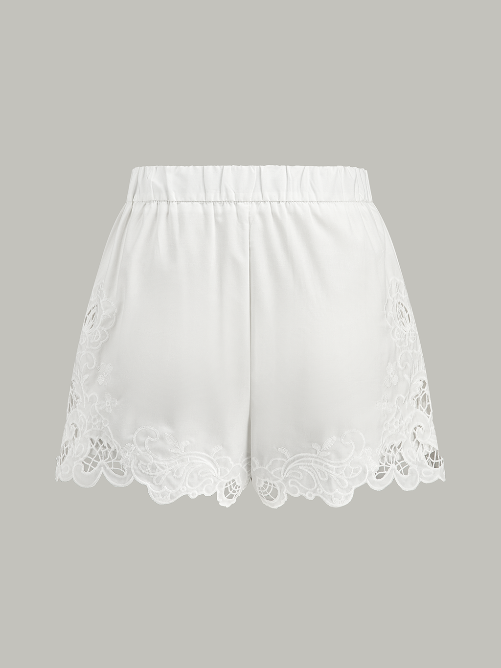 Shorts mit Spitzenborte und mittlerer Bundhöhe
