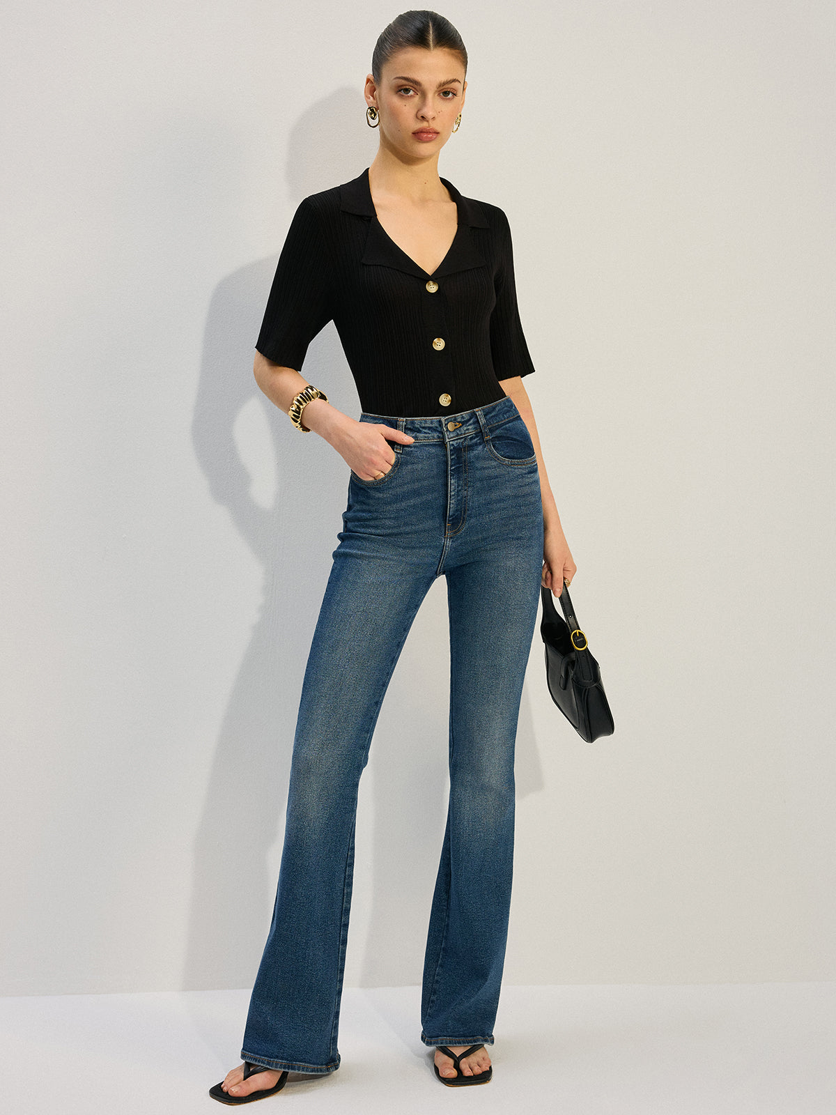 Chemisier boutonné en maille 