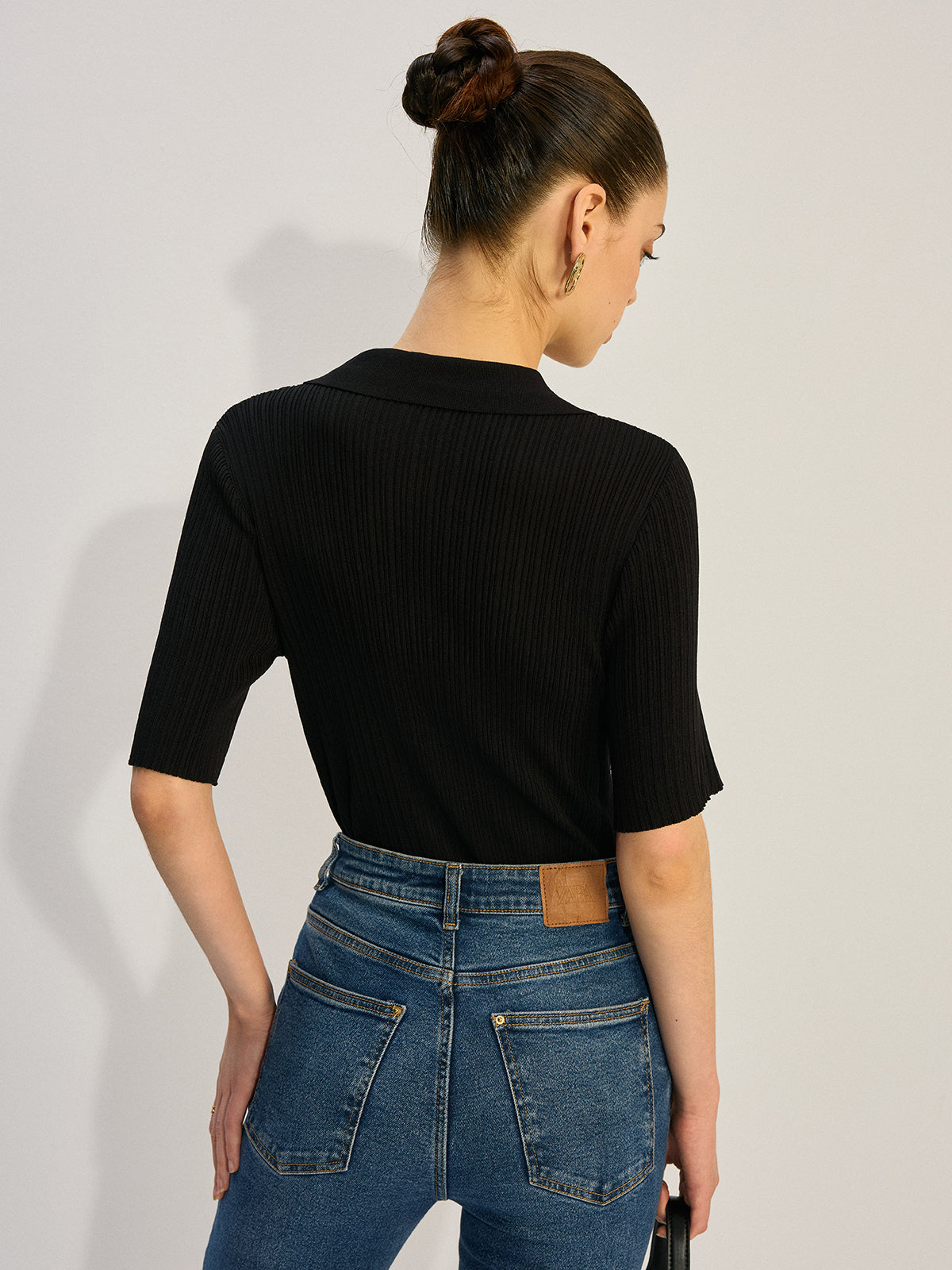 Knit Button-Up Blouse