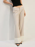 Weite Hose mit niedriger Taille und Colorblock-Saum