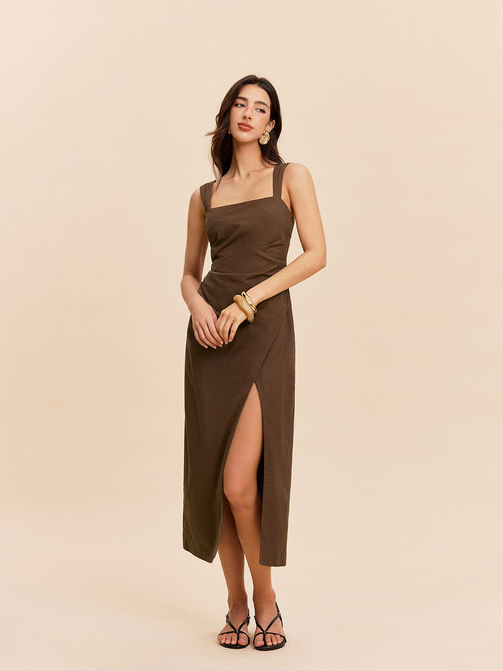 Cotton & Linen Slit Dress