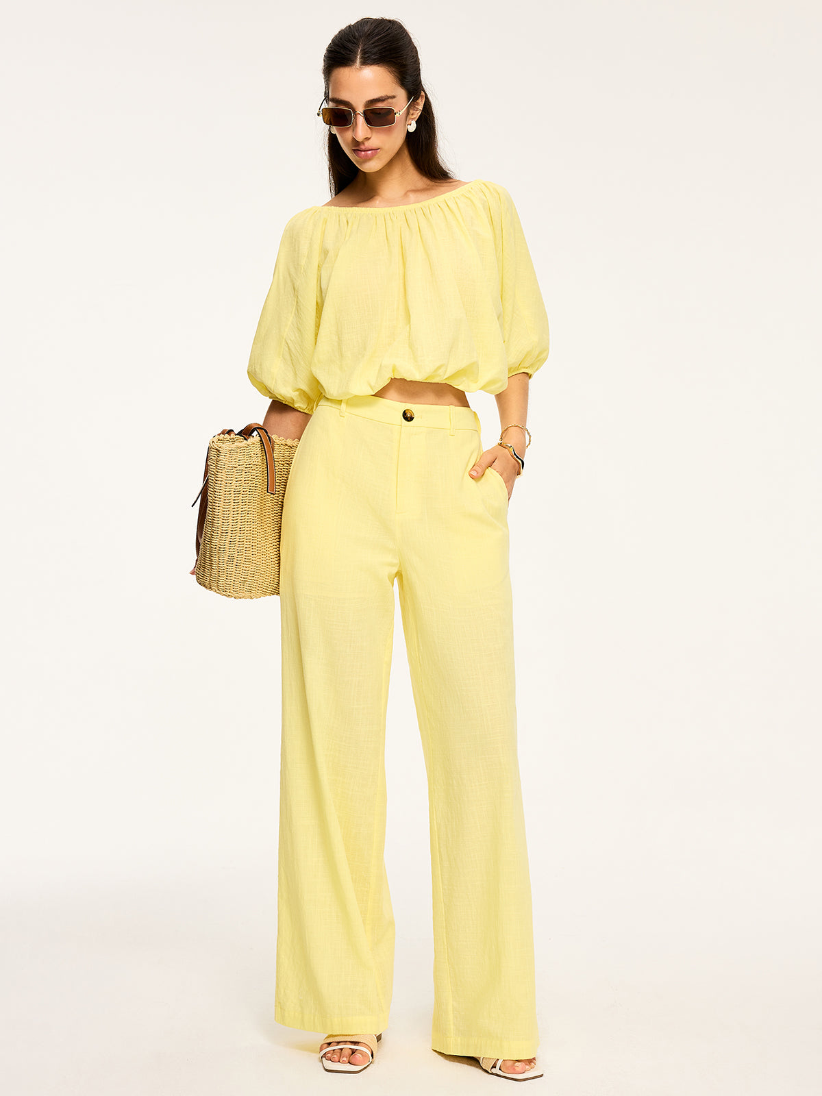 Mid-Waisted Wide-Leg Pants