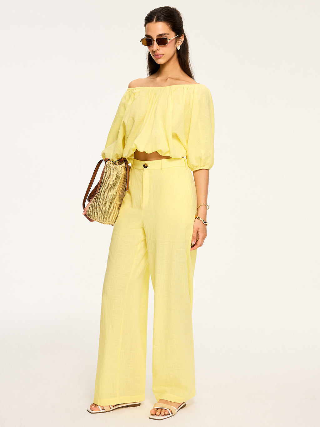 Bluse mit Puffärmeln und Rückenschnürung