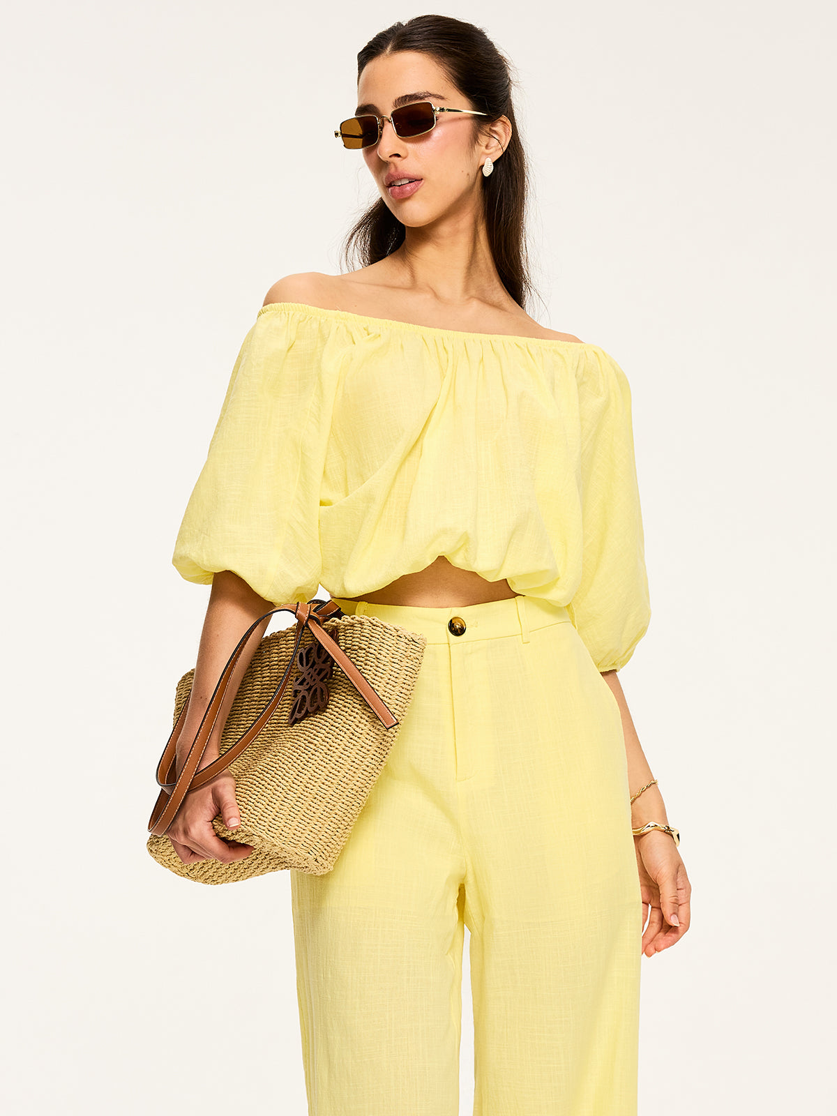 Puff-Sleeve Back-Tie Blouse