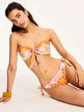 Ensemble de bikini bandeau imprimé floral avec lien latéral
