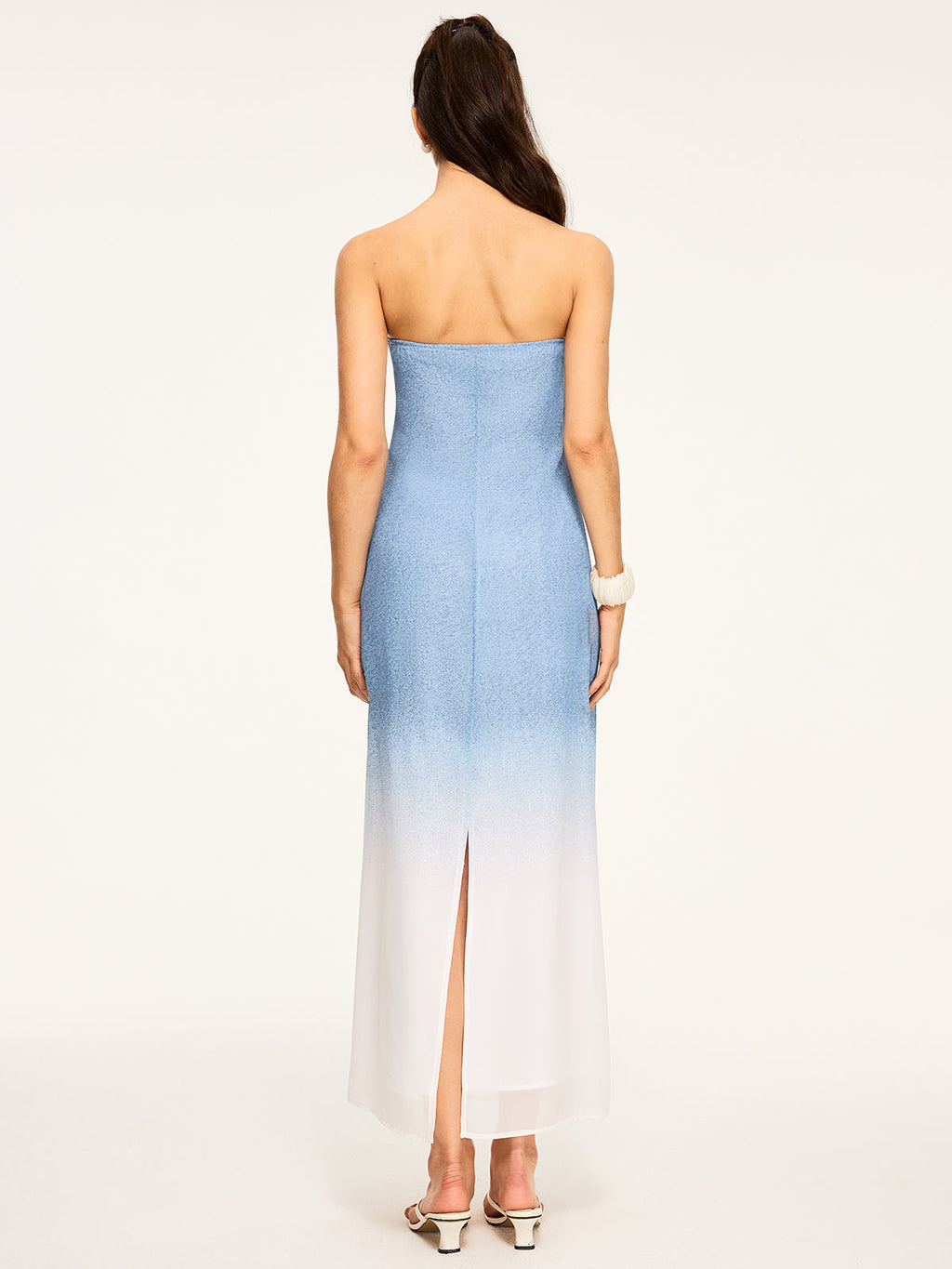 Gradient Strapless Maxi Slit Dress