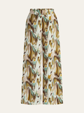 Pantalon large à imprimé abstrait