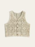 Gilet en maille crochetée boutonnée sur le devant