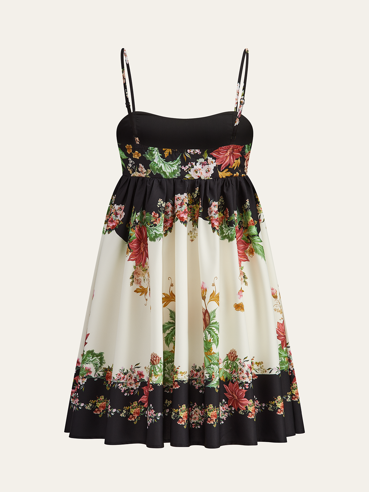 Geblümtes Spaghettiträger-Minikleid