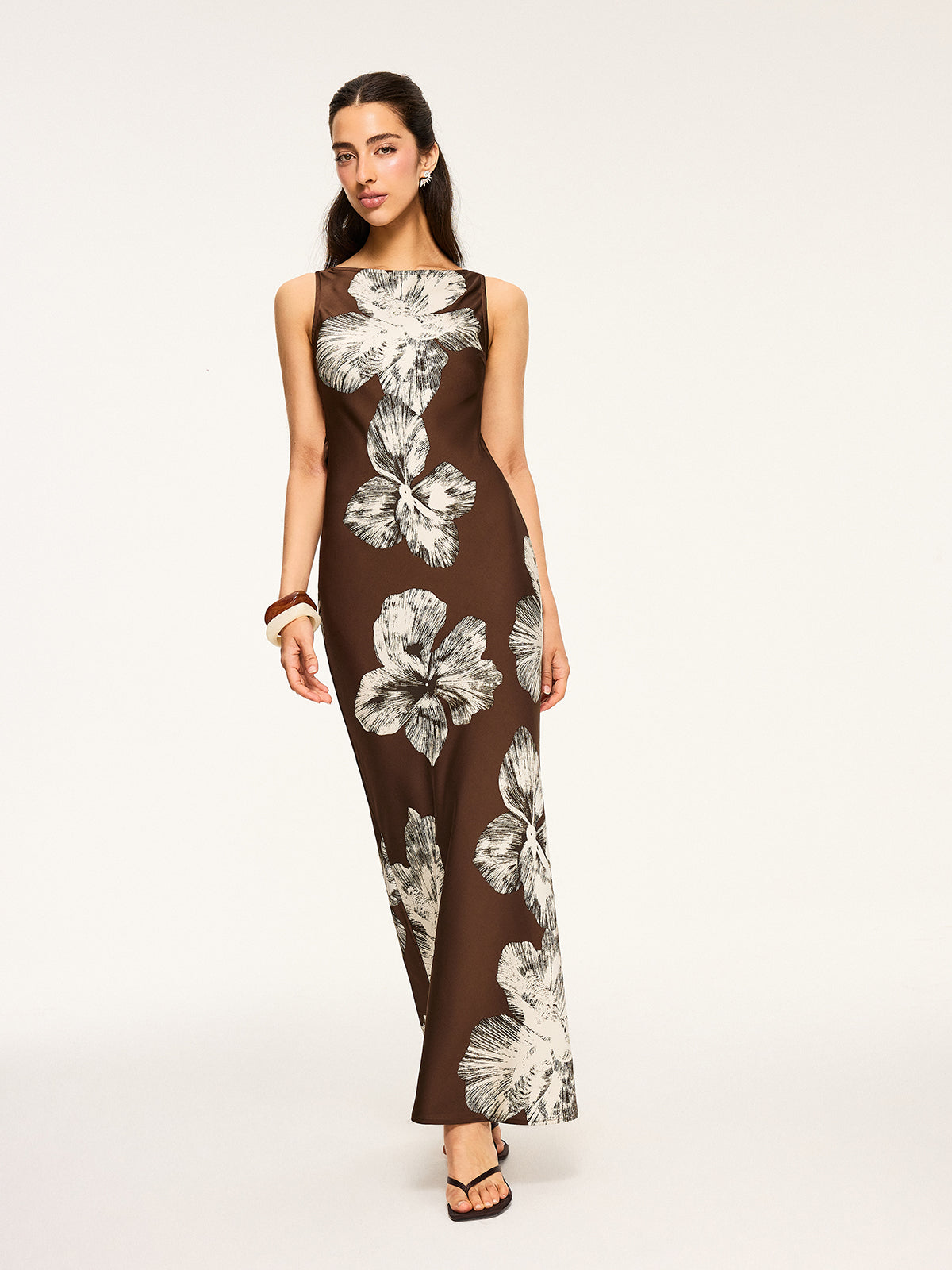 rückenfreies Kleid mit Blumenmuster und Bindeband 