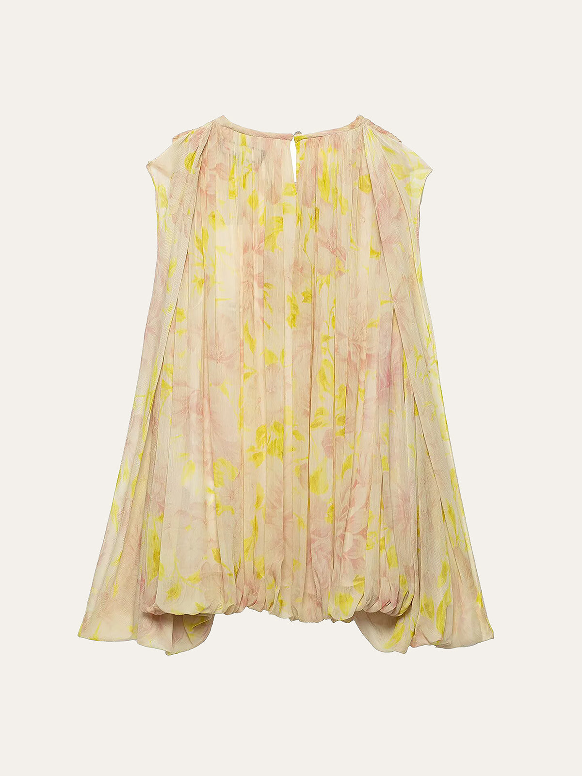 Semi-Sheer Chiffon Floral Drape Sleeve Blouse